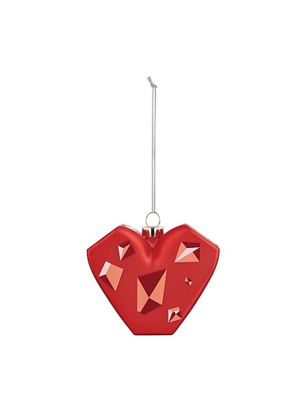 ALESSI Новогоднее Рождественское украшение Palle Quadrate 18 AMORE AL CUBO, форма Сердце, дизайнерская елочная игрушка, стекло, 10 см, ручная роспись, GJ02 18