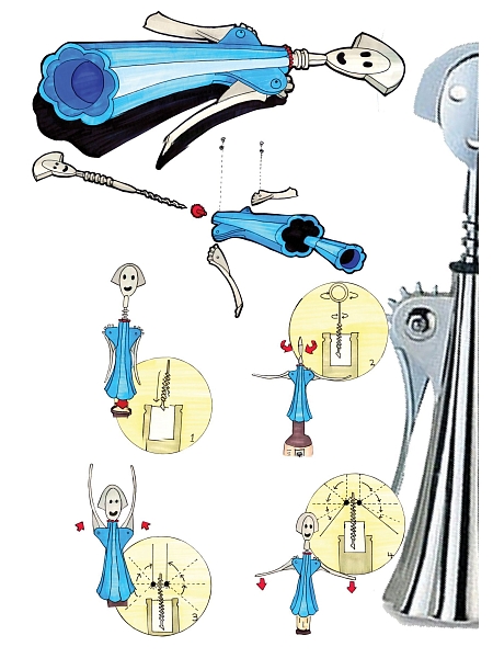 ALESSI Штопор ALESSI ANNA G, AM01 P, розовый