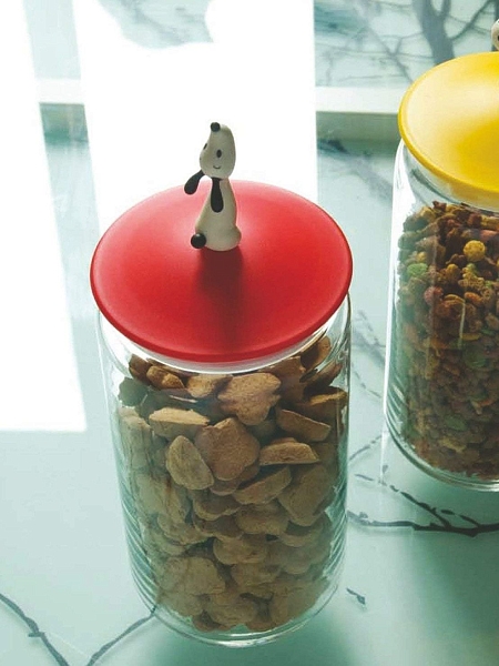 ALESSI Контейнер для корма собаки LULAJAR, стекло, термопластик, арт. AMMI21 RO, красный