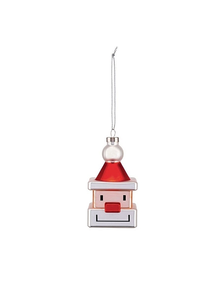 ALESSI Новогоднее Рождественское украшение Palle Quadrate 01 SANTA CUBE, форма Дед мороз, дизайнерская елочная игрушка, стекло, 9,5см, ручная роспись, GJ02 1