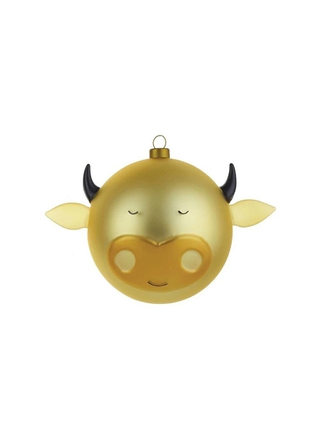 ALESSI Новогоднее Рождественское украшение шар CHRISTMAS BAUBLE BUE, форма Бык, дизайнерская елочная игрушка, стекло, ручная роспись, AMJ13 4