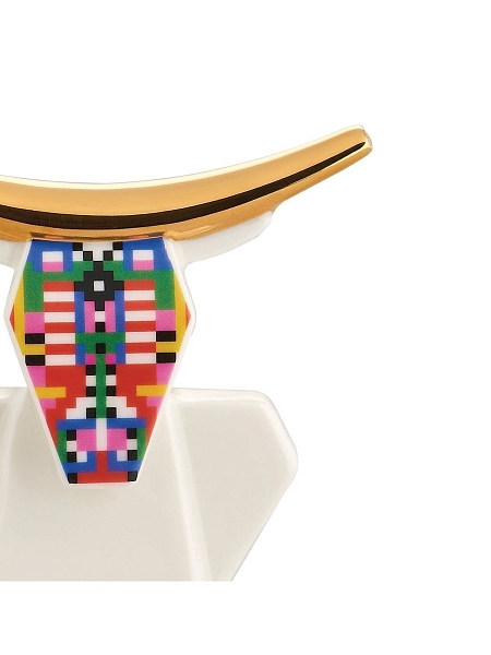 ALESSI Новогоднее Рождественское украшение HOLYHEDRICS, 04 COW, фарфоровая фигурка Корова, 13 см, ручная роспись, ESA05 4