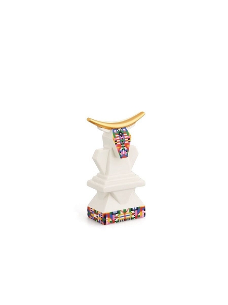 ALESSI Новогоднее Рождественское украшение HOLYHEDRICS, 04 COW, фарфоровая фигурка Корова, 13 см, ручная роспись, ESA05 4
