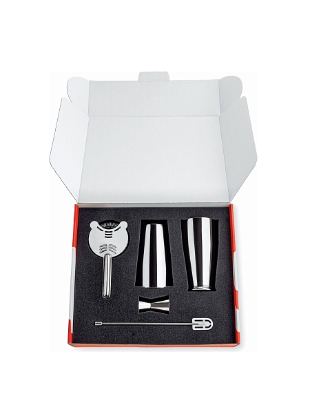 ALESSI Шейкер, мерка, ситечко и мешалка для коктейлей LUNAR ECLIPSE, 5050SET I