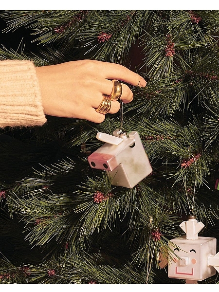 ALESSI Новогоднее Рождественское украшение Palle Quadrate 11 UNICORN, форма Единорог, дизайнерская елочная игрушка, стекло, 9,2 см, ручная роспись, GJ02 11