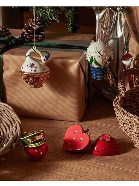 ALESSI Новогоднее Рождественское украшение ALESSI FABERJOR Cigno di Primavera, форма Весенний Лебедь, дизайнерская елочная игрушка из фарфора, 10см, ручная роспись, премиум качество, MJ16 10