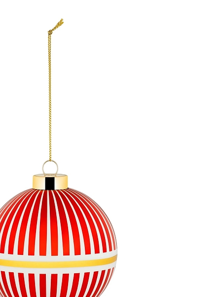 ALESSI Новогоднее Рождественское украшение шар DELIGHT. Дизайнерская елочная игрушка, стекло, 9 см, ручная роспись, NZ04 2