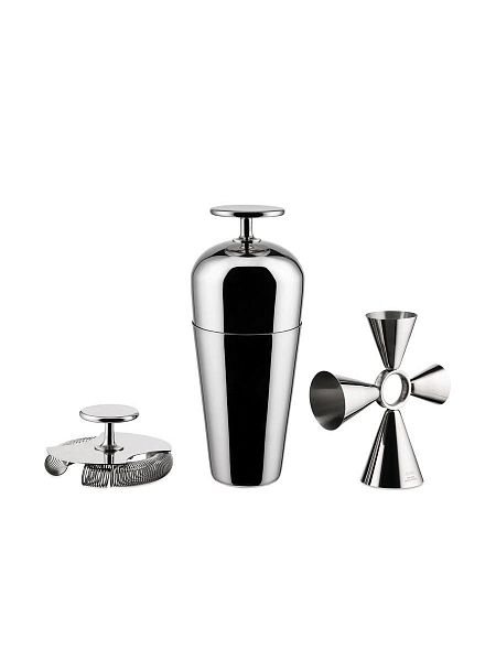 ALESSI Шейкер, ситечко и мерка для коктейлей TENDING BOX, GIA26SET, нержавеющая сталь.