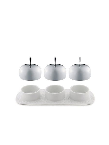 ALESSI Розетка для варенья DRESSED, фарфор, нержавеющая сталь, арт. MW15
