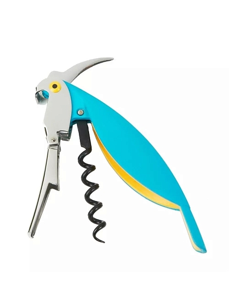 ALESSI Штопор для вина дизайнерский PARROT. В форме попугая, сомелье рычажный складной, AAM32 AZ, голубой