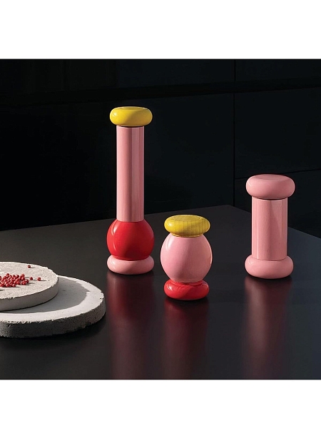 ALESSI Мельница для перца ALESSI, механическая 23 см, деревянная, премиум качество, MP0210 2, розовый-красный-желтый