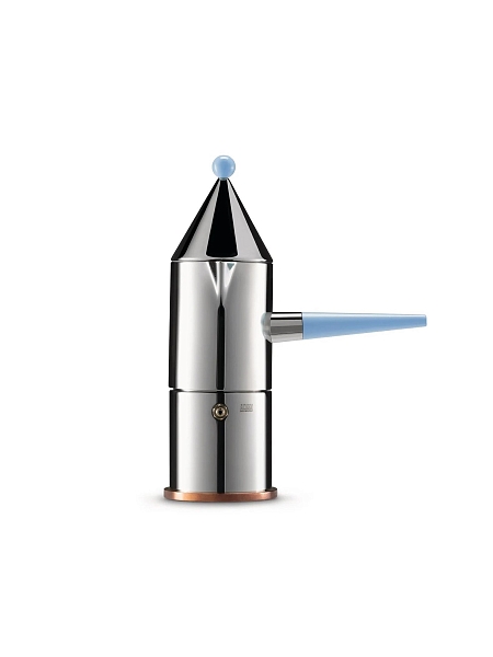 ALESSI Кофеварка для эспрессо гейзерная на 3 чашки. La CONICA manico lungo, 90002 100, голубая ручка