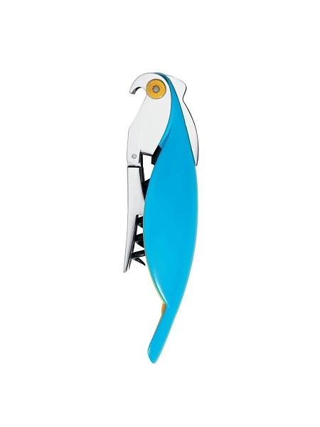 ALESSI Штопор для вина дизайнерский PARROT. В форме попугая, сомелье рычажный складной, AAM32 AZ, голубой