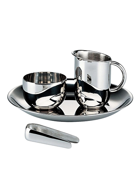 ALESSI Набор молочник, сахарница, щипцы и поднос, 90042