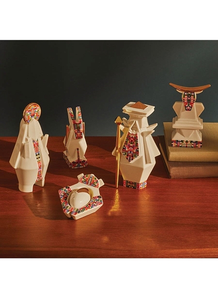ALESSI Новогоднее Рождественское украшение HOLYHEDRICS, 04 COW, фарфоровая фигурка Корова, 13 см, ручная роспись, ESA05 4