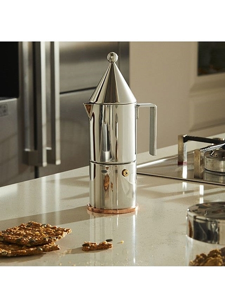 ALESSI Гейзерная кофеварка на 3 чашки, 150 мл La CONICA, нержавеющая сталь, медь, арт. 90002/3