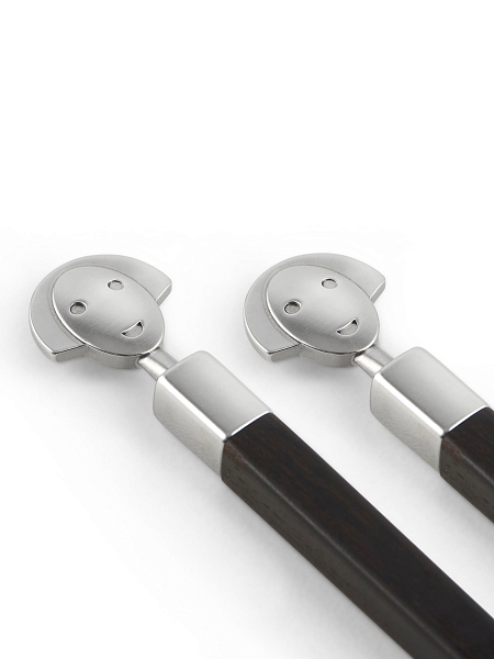 ALESSI Палочки для еды (суши) деревянные ANNA STICK AM44SET1, с подставкой в комплекте в виде рыбы из нержавеющей стали, премиум качество
