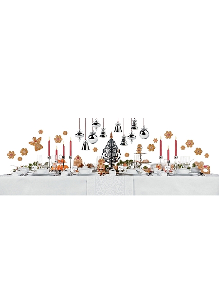 ALESSI Новогоднее Рождественское украшение DRESSED FOR X-MAS, форма Шар, дизайнерская елочная игрушка, стекло, 9 см, ручная роспись, MW42 4