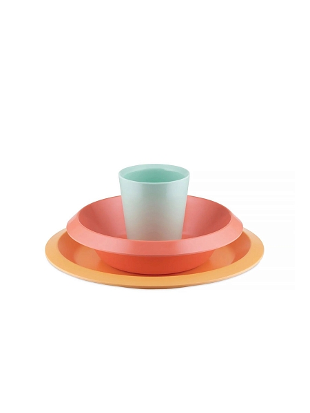 ALESSI Набор детской посуды GIRO KIDS, UNS05S1, желтый/оранжевый/зеленый