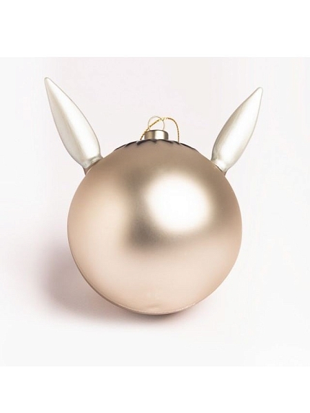 ALESSI Новогоднее Рождественское украшение шар CHRISTMAS BAUBLE 05 ASINELLO, форма Осленок, дизайнерская елочная игрушка, стекло, 9см, ручная роспись, AMJ13 5