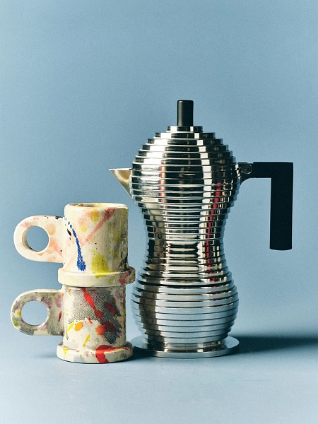 ALESSI Гейзерная кофеварка 150 мл, на 3 чашки, Pulcina MDL02/3 B, черный
