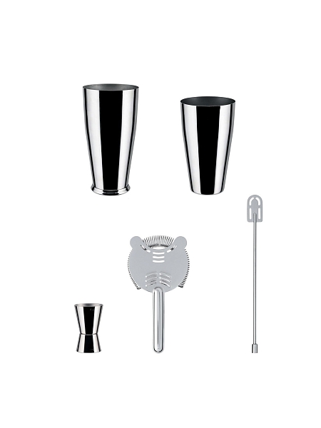 ALESSI Шейкер, мерка, ситечко и мешалка для коктейлей LUNAR ECLIPSE, 5050SET I