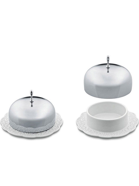 ALESSI Масленка Dressed, нержавеющая сталь, фарфор, арт. MW16