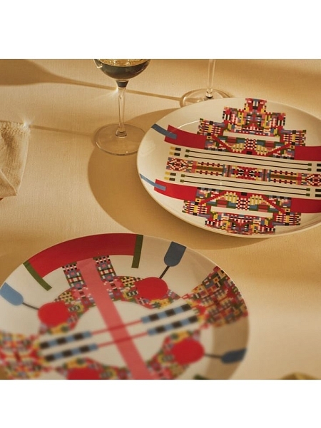 ALESSI Блюдо сервировочное фарфоровое, тарелка для подачи 30 см, HOLYHEDRICS, decoration 2 Новогодний, Рождественский декор, ESA10 2
