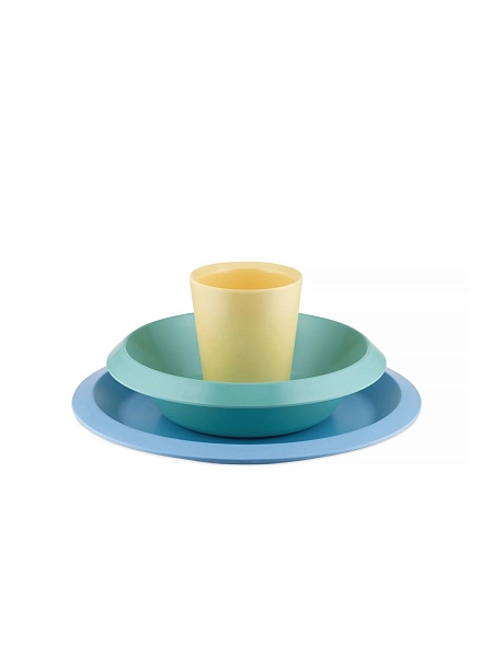 ALESSI Набор детской посуды GIRO KIDS, UNS05S2, голубой/зеленый/желтый