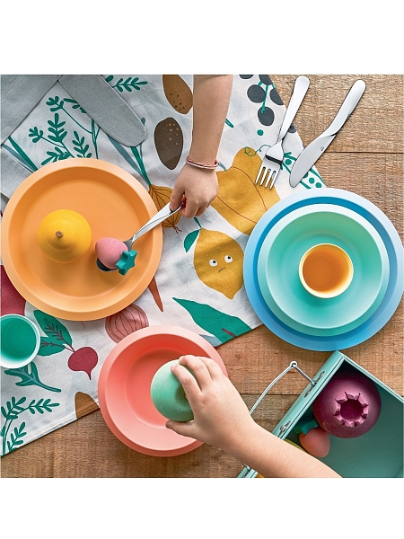 ALESSI Набор детской посуды GIRO KIDS, UNS05S2, голубой/зеленый/желтый