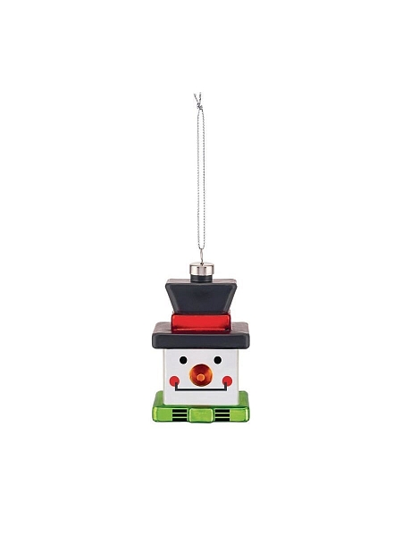 ALESSI Новогоднее Рождественское украшение Palle Quadrate 03 SNOW CUBE, форма Снеговик, дизайнерская елочная игрушка, стекло, 8,5 см, ручная роспись, GJ02 3